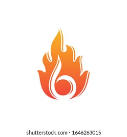 Letra con logotipo de diseño de icono B con ilustración de vectores de incendio.