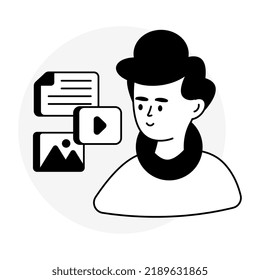 Un diseño de iconos de contenido multimedia