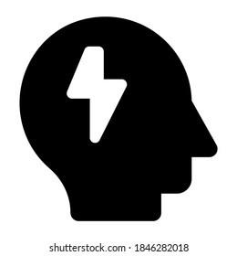 An Icon Design Of Mental Energy In Solid Style, Brain Power 