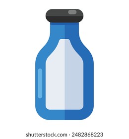 An icon design of milk bottle, eye catching colored style