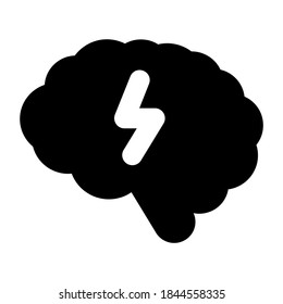 An Icon Design Of Mind Energy In Solid Style, Brain Power 