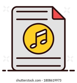 An icon design of music file, nota on sheet depicting recording file 