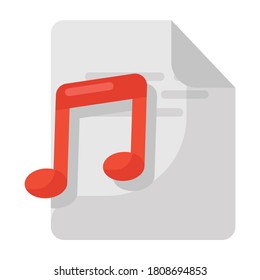 An icon design of music file, nota on sheet depicting recording file 