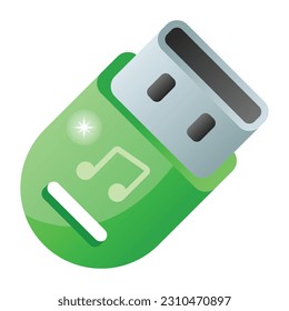 An icon design of music usb, melody on flash drive 