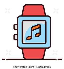 An icon design of music watch, icon of digital watch in flat style 