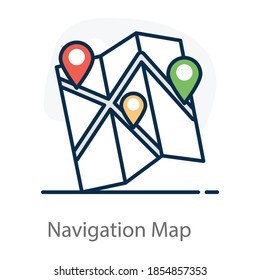 An icon design of navigation map in flat vector 
