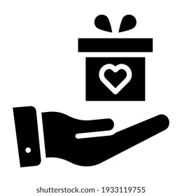 An icon design of offer gift, hand holding present box