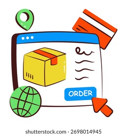 Un diseño de icono de pedido de paquete en línea