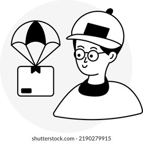 An icon design of parachute delivery