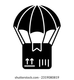 An icon design of parachute delivery