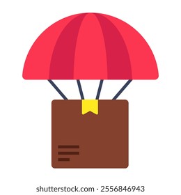 An icon design of parachute delivery