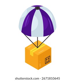 Un diseño de icono de la entrega del paracaídas