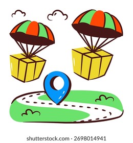 Un diseño de icono de la entrega del paracaídas