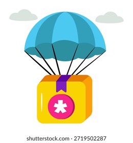 Un diseño de icono de la entrega del paracaídas