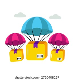 Un diseño de icono de la entrega del paracaídas