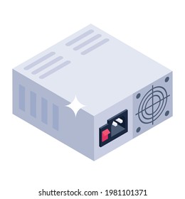 An icon design of power supply unit, editable vector 