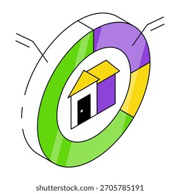 Un diseño de icono de análisis de propiedades