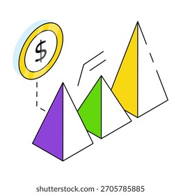 Um design de ícone de gráfico de pirâmide