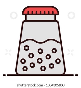 Un diseño de icono de olla de sal, condimentos en estilo plano editable 