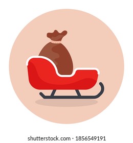 An icon design of santa sledge in modern flat style 