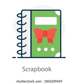 An icon design of scrapbook in flat vector style 