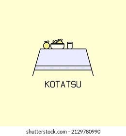 icon. design of a set of kotatsu icons with oranges and a glass of drinking water