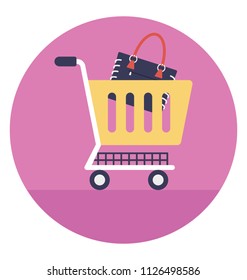 Icon design of shopping cart showing online shopping, e commerce