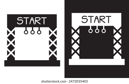 Ein Icon-Design der Startlinie. isolierter schwarz-weißer Hintergrund