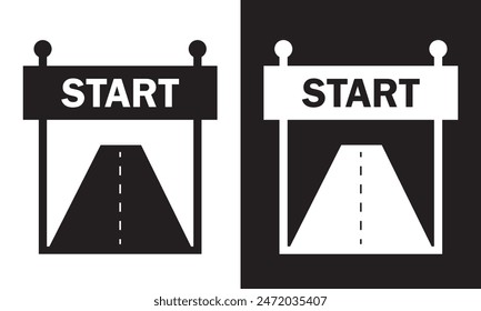 An icon design of start line. isolated black and white background
