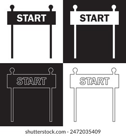 An icon design of start line. isolated black and white background