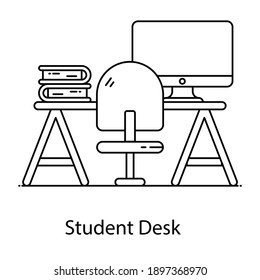 
Ein Icon-Design des Studentenschreibens in linearer Vektorgrafik
