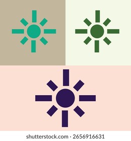Diseño de iconos de soles o indicadores de brillo con extensiones de rayos