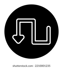 An icon design of turn left downward arrow