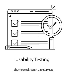 
An icon design of usability testing, line vector style 