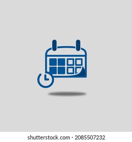 icon design vector new year calendar 2022 shape open new sheet with blue clock element, for template eps 10