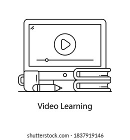 An icon design of video learning in line vector 