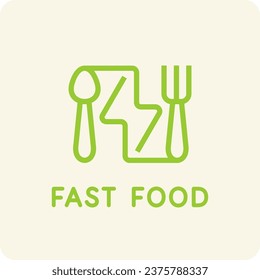 The icon designates food in a cafe. The image is a fast food. Vector illustration in a simple style.