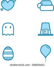 Icon designs and illustrations with a holiday theme.