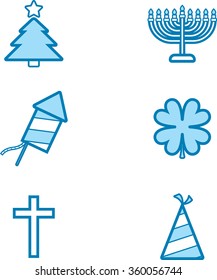 Icon designs and illustrations with a holiday theme.