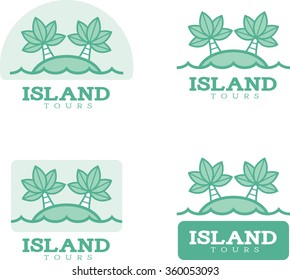 Icon designs and illustrations with a island theme.