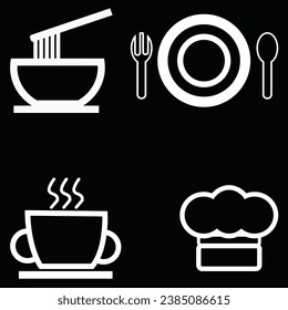 Café-themed icon designs, simple flat isolated lunch cocking dinner food designs, also suitable for minimalist logos, breakfast template shop sing
