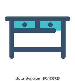 icon desk using filled line style and blue color