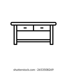 Ícone de uma mesa para o trabalho e estudo com gavetas