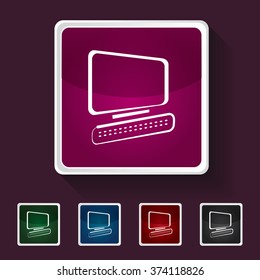 Icon of Desktop Computer on Multicolored Squares. Eps-10.