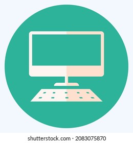 Escritorio de iconos - Estilo plano, ilustración simple, trazo editable, vector de plantilla de diseño, bueno para impresiones, carteles, anuncios, anuncios, gráficos de información, etc.