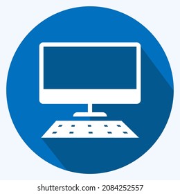 Icon Desktop - Long Shadow Style,Simple illustration,Editable stroke,Design template vector, Good for prints, posters, advertisements, announcements, info graphics, etc.