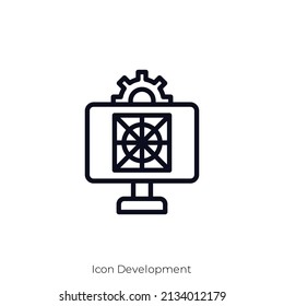 Symbol Entwicklung. Konkretes Stildesign einzeln auf weißem Hintergrund