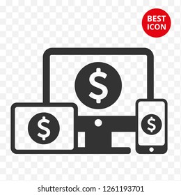 Icon device freelance trading. Mobile tablet computer vector. Isolated trading finance concept. Freelance vector. For web design mobile apps business banner poster office presentation
