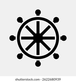 Icon dharma wheel. Buddhism and vesak elements. Icon in glyph style.