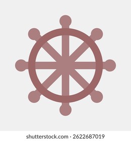 Icon dharma wheel. Buddhism and vesak elements. Icon in flat style.